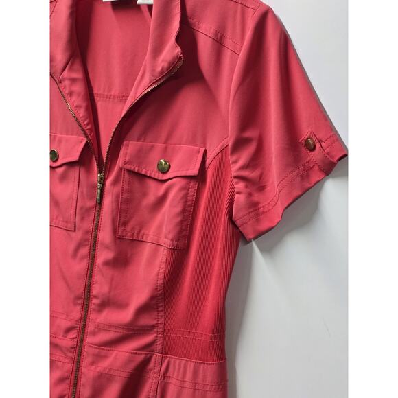 Chicos Zenergy UPF Short Sleeve Polo Dress Size Small Zip Front Pink Chic 💗 - Picture 4 of 8